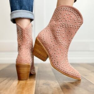 Corkys Pink Studded Ankle Booties Lowlights Blush Bootie Size 8